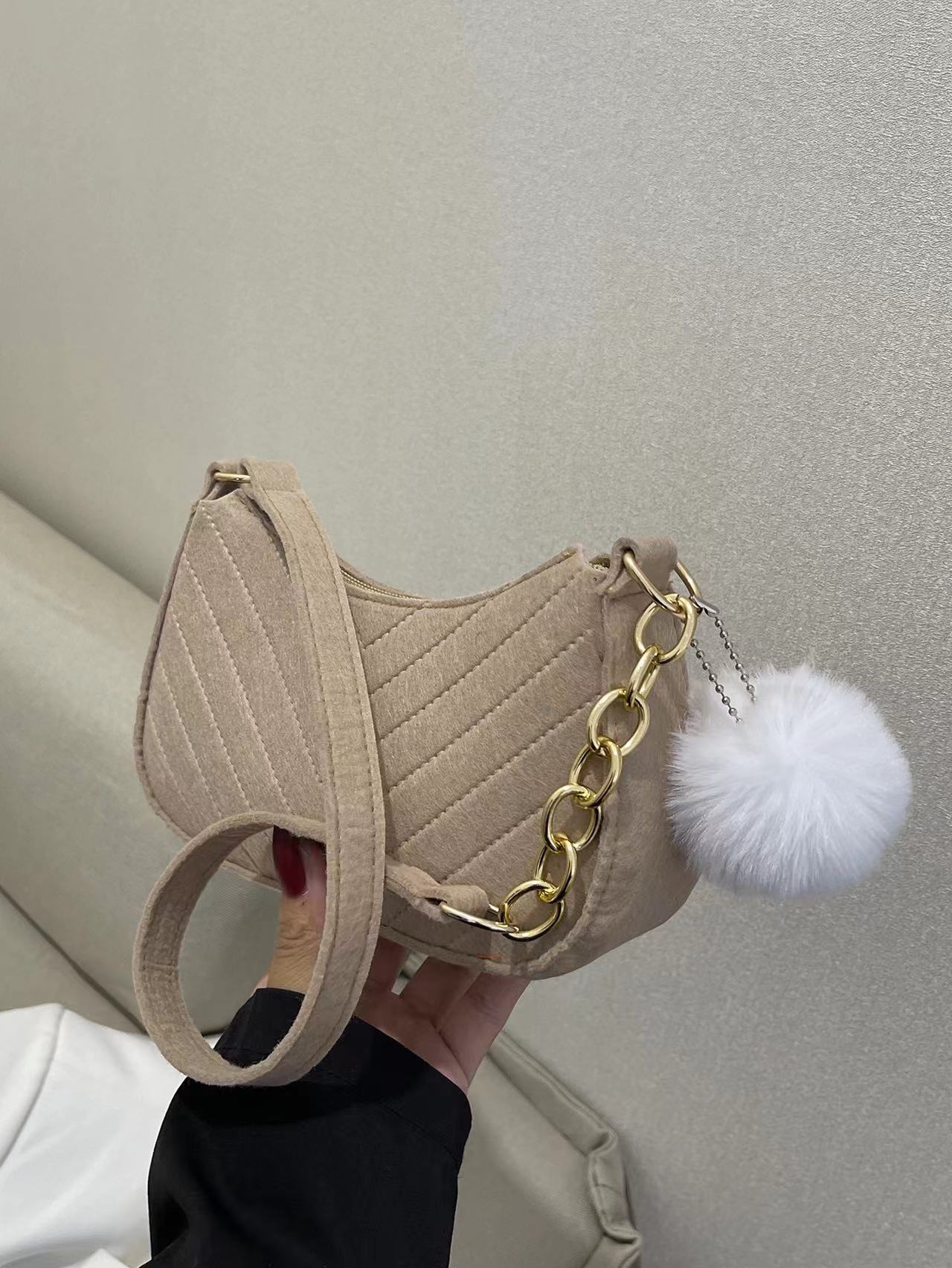 Sac décontracté à bandoulière rétro de couleur unie pour femme