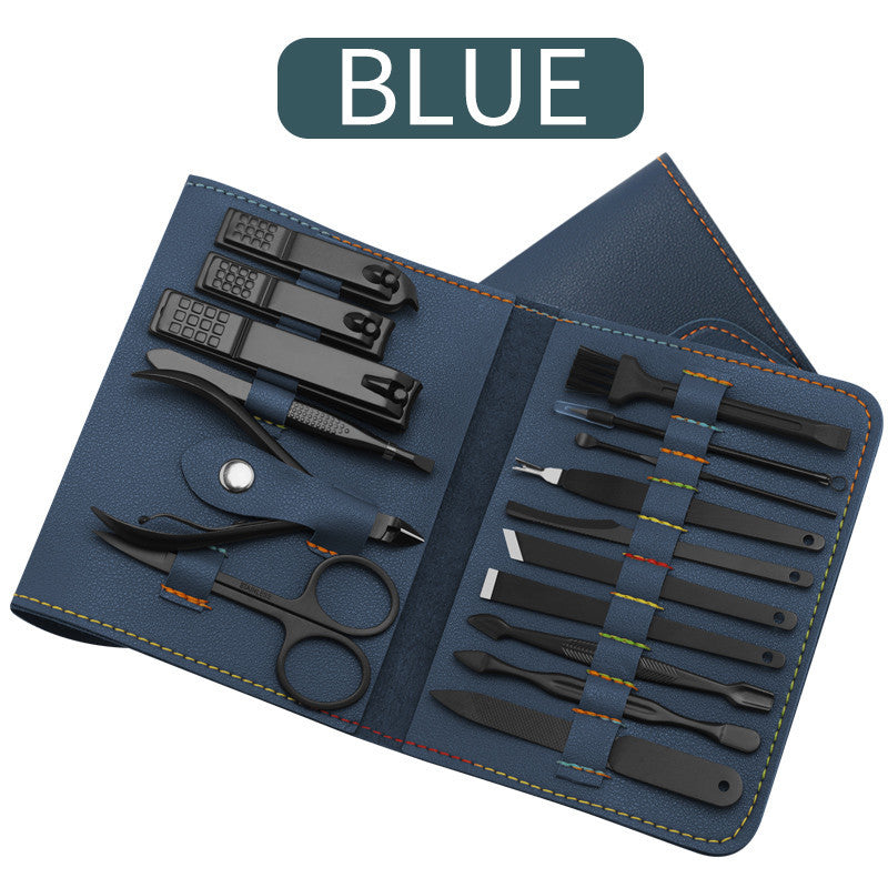 Trousse de manucure et pédicure 16 pièces – Coupe-ongles, ciseaux, cure-oreilles et accessoires de soin avec étui