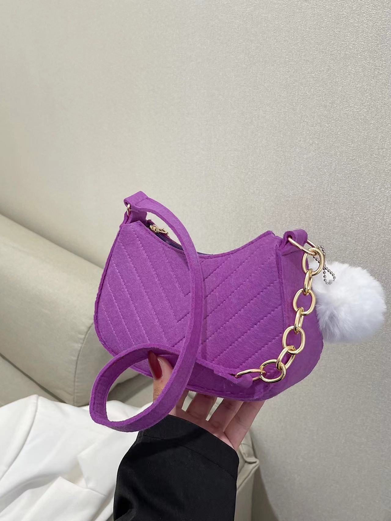 Sac décontracté à bandoulière rétro de couleur unie pour femme
