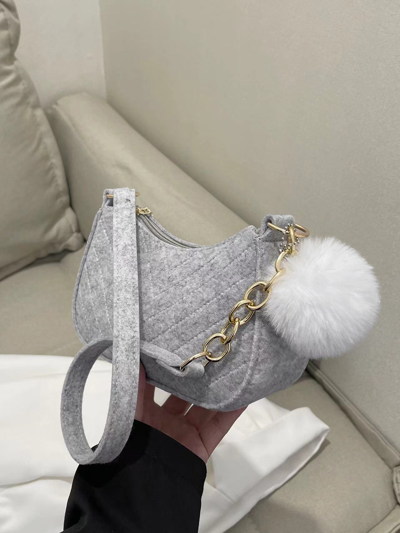Sac décontracté à bandoulière rétro de couleur unie pour femme