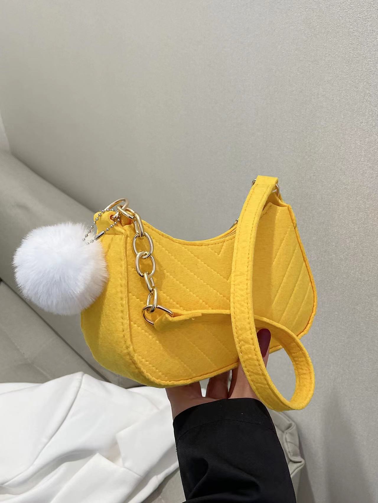 Sac décontracté à bandoulière rétro de couleur unie pour femme