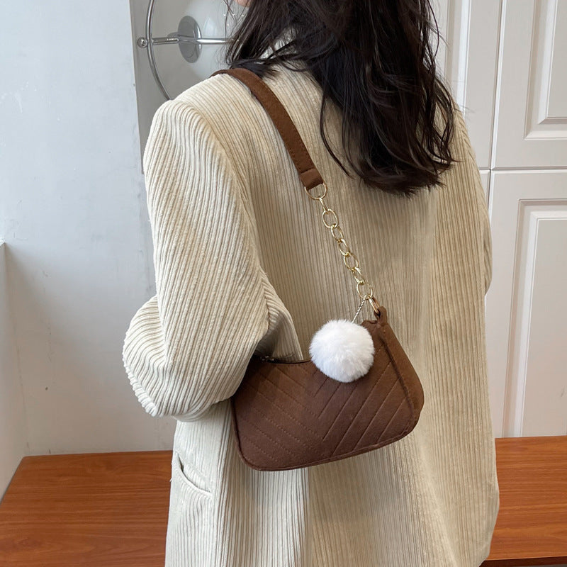 Sac décontracté à bandoulière rétro de couleur unie pour femme