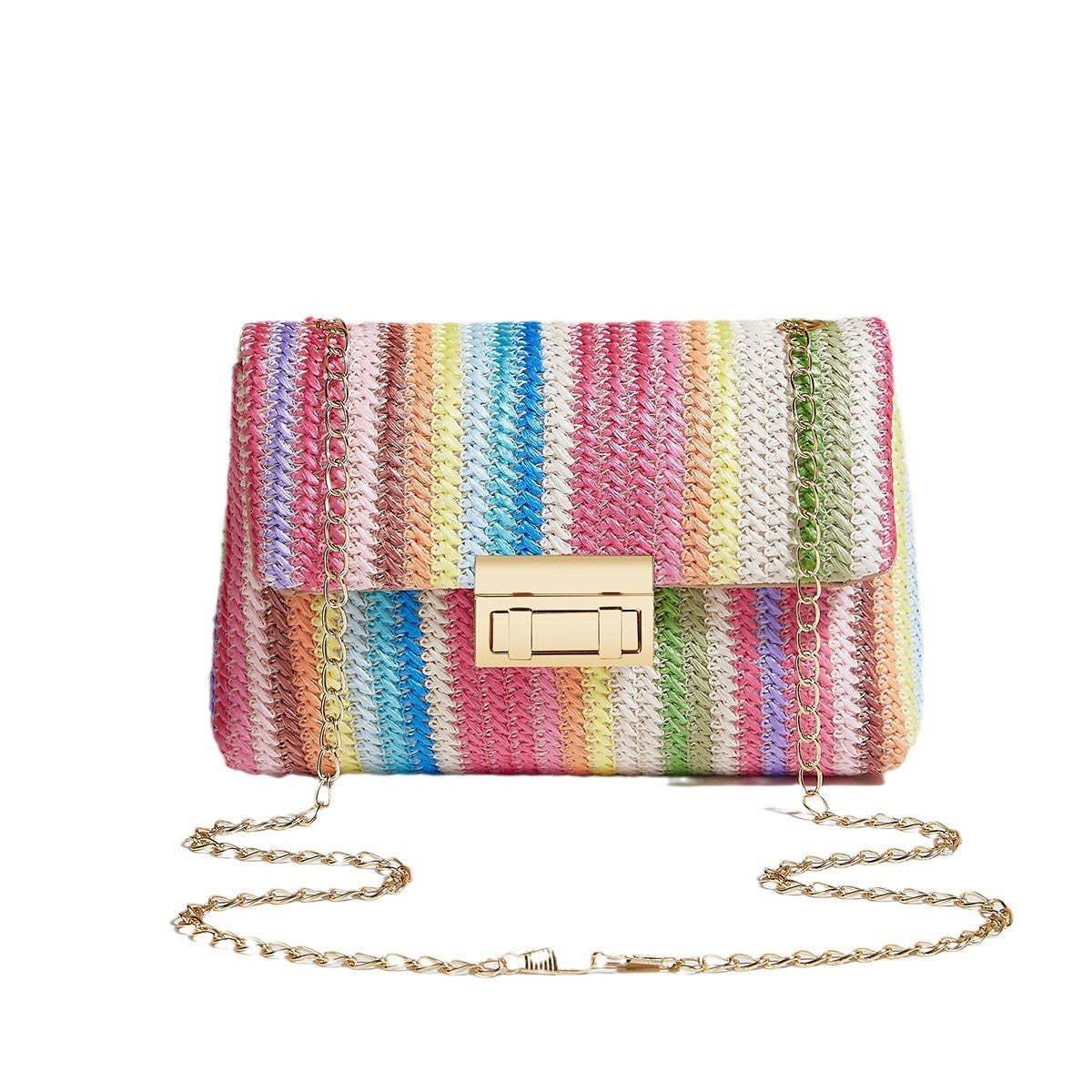 Sac à bandoulière pour femme, petit sac carré simple à verrou de paille