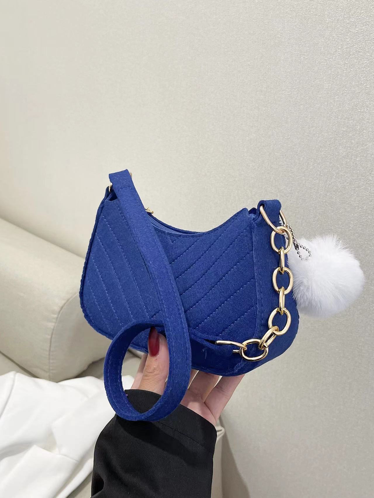 Sac décontracté à bandoulière rétro de couleur unie pour femme