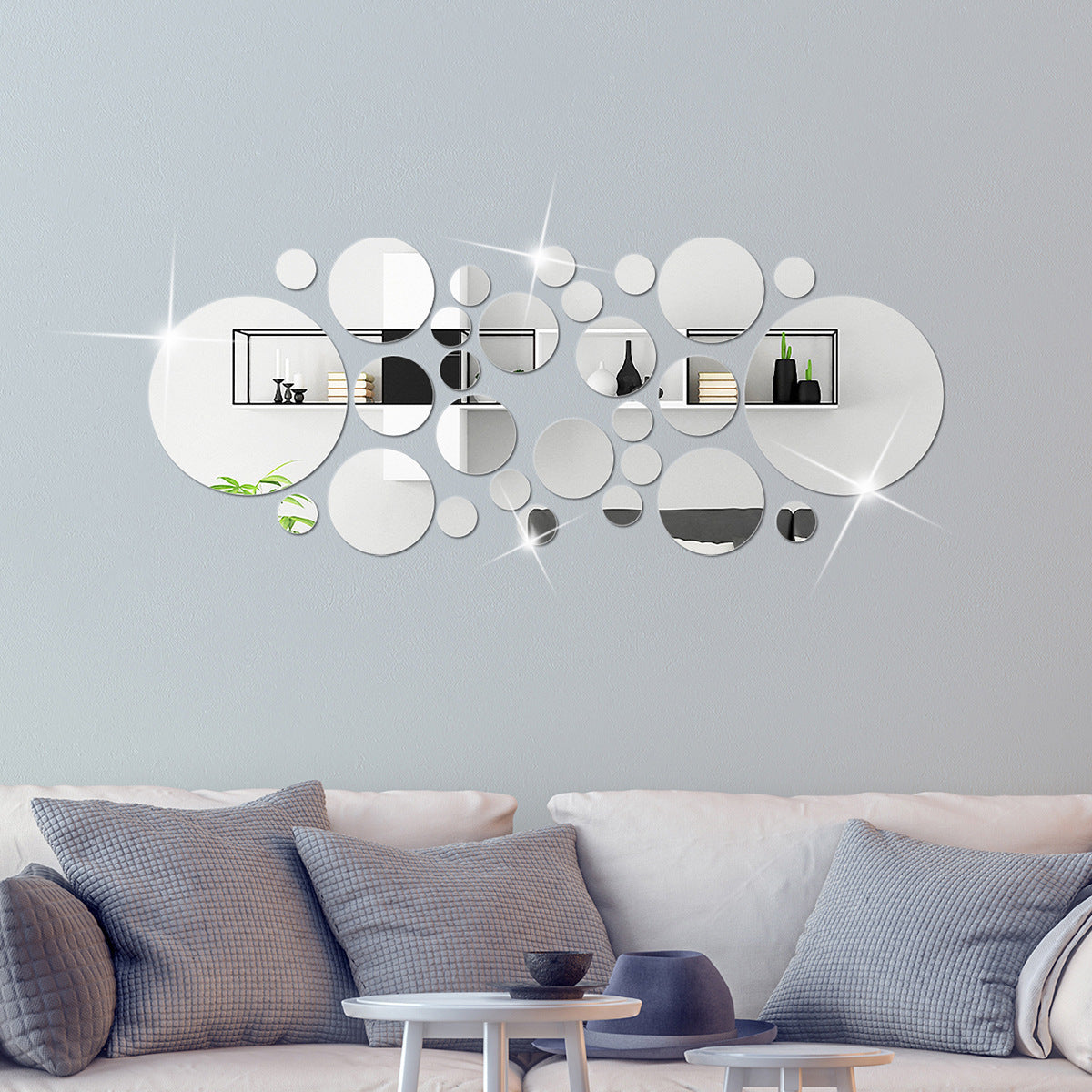 Autocollant miroir grand et petit cercle décoration murale