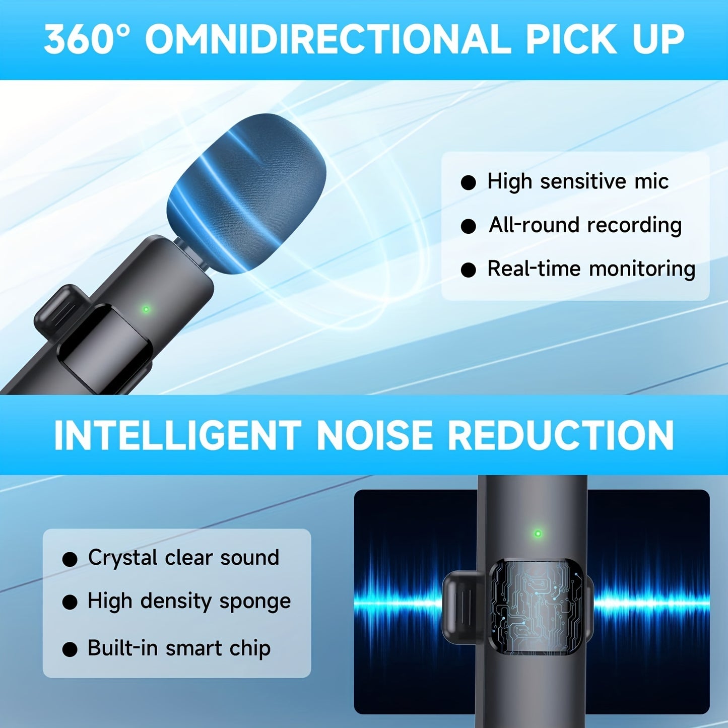 Microphone à revers Lavalier sans fil pour iPhone IPad Professionnel Clip sans fil Micro-Condenseur omnidirectionnel sans fil Enregistrement Mic pour Interview Vidéo Podcast Vlog YouTube