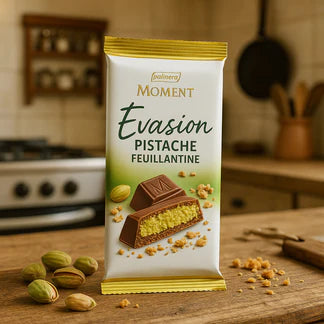 Moment Évasion – Chocolat au Lait Fourré Pistache & Feuillantine 300g – Palmary