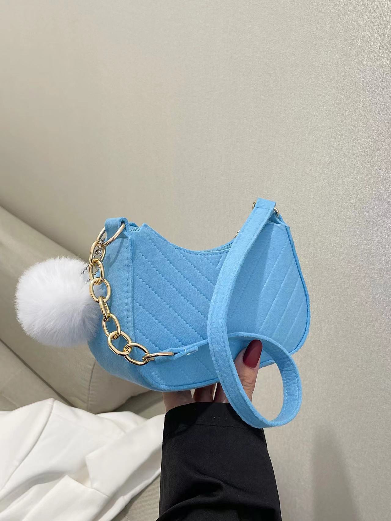 Sac décontracté à bandoulière rétro de couleur unie pour femme