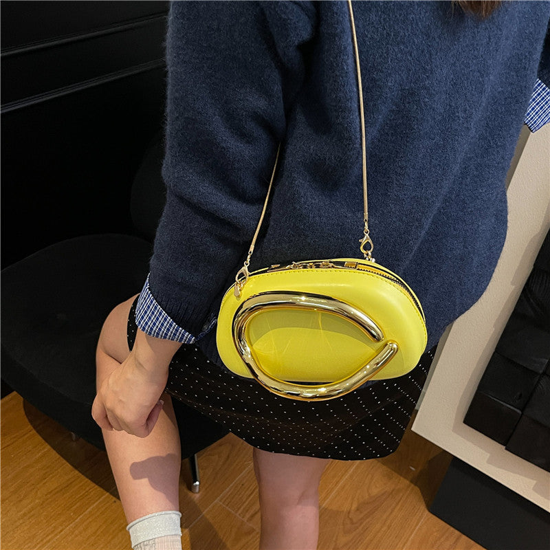 Petit sac vintage avec poignée en métal et chaîne