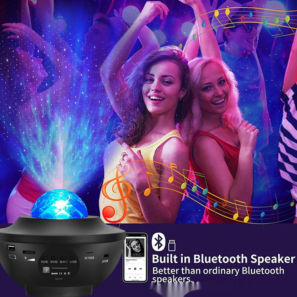 Petit bol Lampe de projection ciel étoilé USB Bluetooth Musique Rotation de l'eau Ondulation Laser Atmosphère