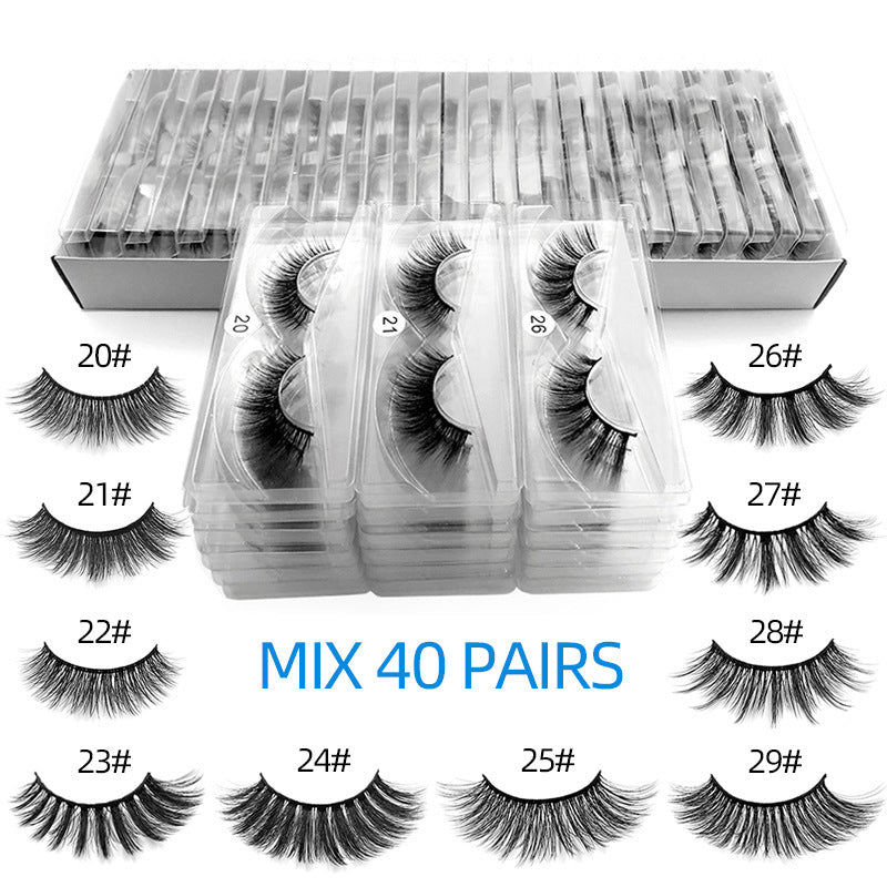 Ensemble de cils en fibres naturelles de type croisé