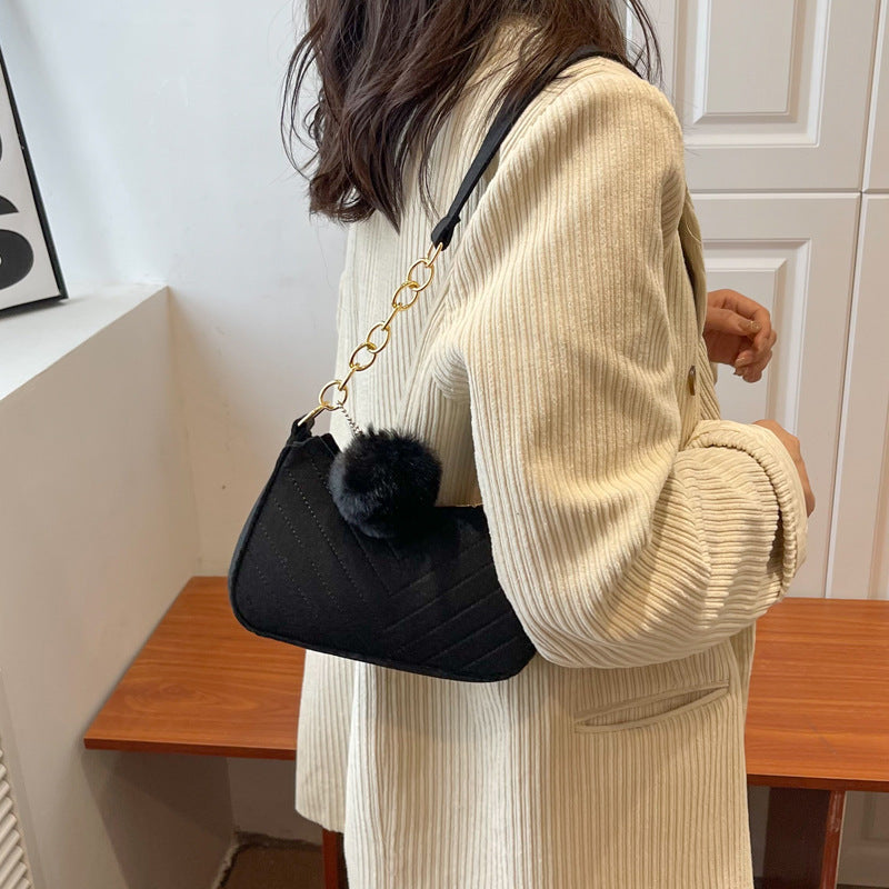 Sac décontracté à bandoulière rétro de couleur unie pour femme