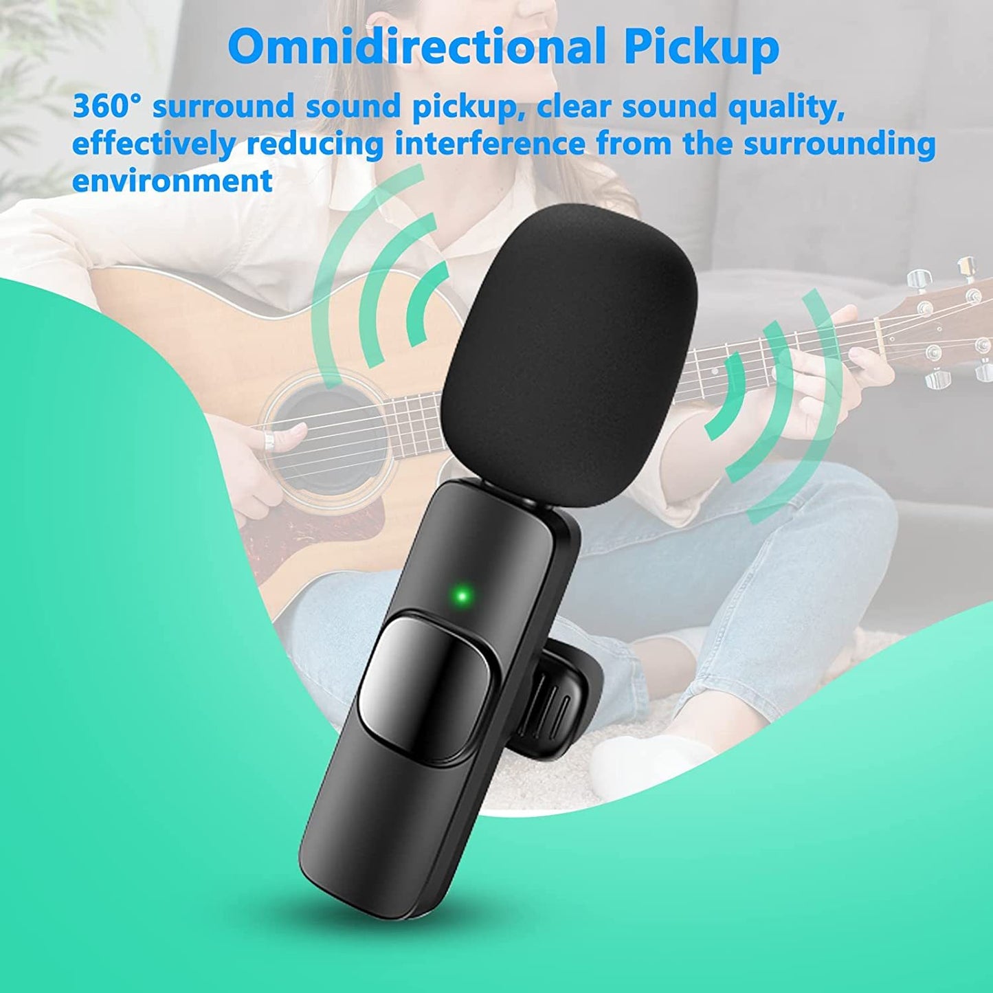 Microphone à revers Lavalier sans fil pour iPhone IPad Professionnel Clip sans fil Micro-Condenseur omnidirectionnel sans fil Enregistrement Mic pour Interview Vidéo Podcast Vlog YouTube