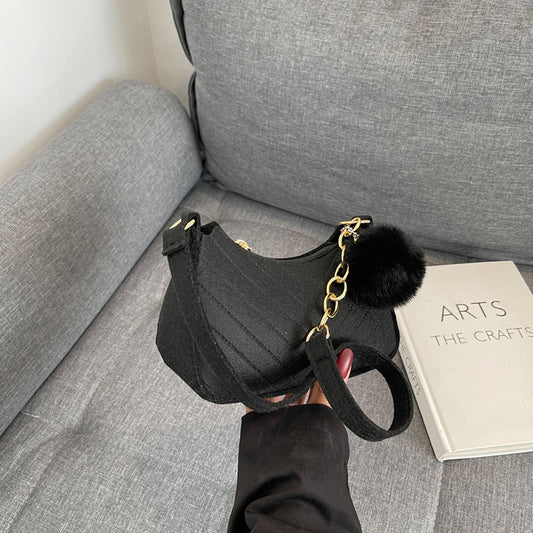 Sac décontracté à bandoulière rétro de couleur unie pour femme