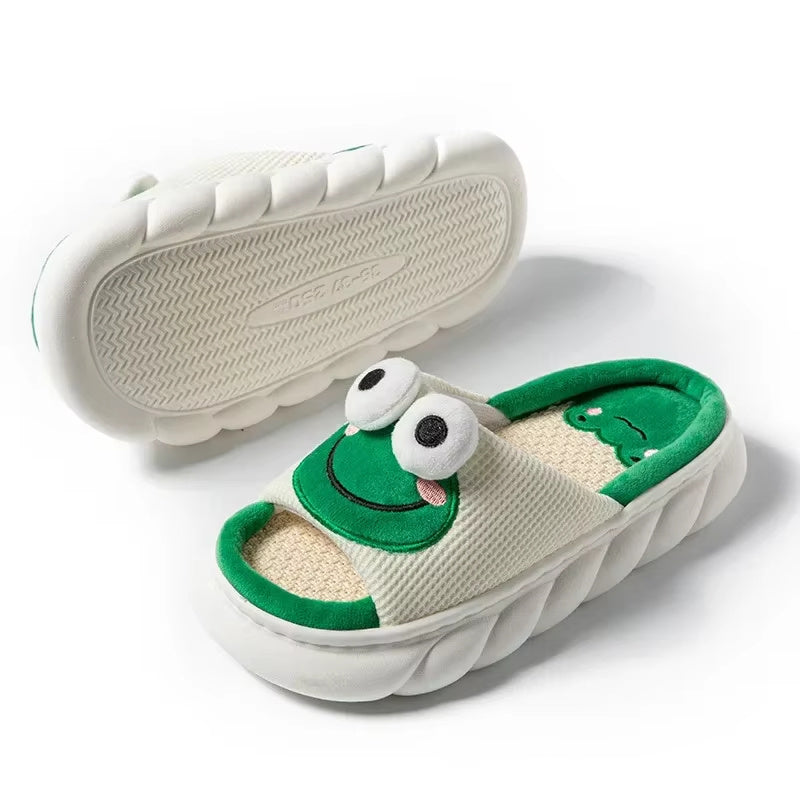 Pantoufles de grenouille pour femmes hommes, pantoufles de dessin animé en coton animal | pantoufles en peluche fuzzy | pantoufles d'hiver pour la maison | pantoufles de dessin animé en forme d'animal |