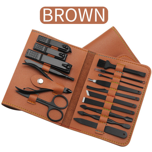 Trousse de manucure et pédicure 16 pièces – Coupe-ongles, ciseaux, cure-oreilles et accessoires de soin avec étui