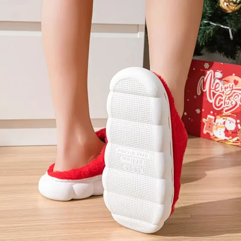 Chaussons de Noël en mousse à mémoire de forme pour les hommes, pantoufles de vacances douces et floues de vacances d'hiver en peluche confortable et antidérapantes, chaussures de vacances mignonnes du père Noël