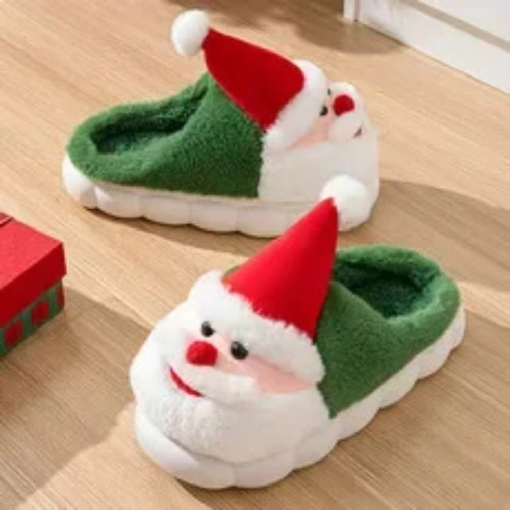 Chaussons de Noël en mousse à mémoire de forme pour les hommes, pantoufles de vacances douces et floues de vacances d'hiver en peluche confortable et antidérapantes, chaussures de vacances mignonnes du père Noël