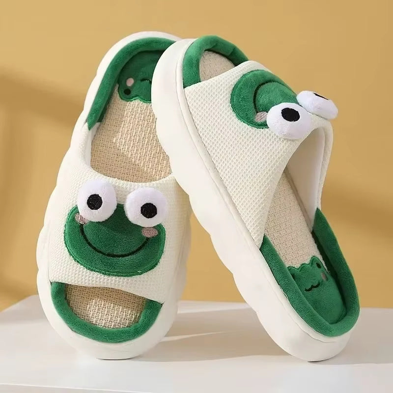 Pantoufles de grenouille pour femmes hommes, pantoufles de dessin animé en coton animal | pantoufles en peluche fuzzy | pantoufles d'hiver pour la maison | pantoufles de dessin animé en forme d'animal |