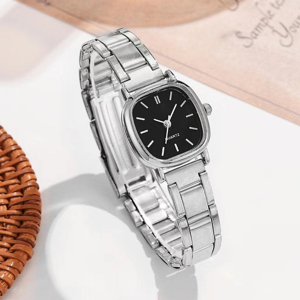 Montre à quartz carrée en alliage pour femme, style romain