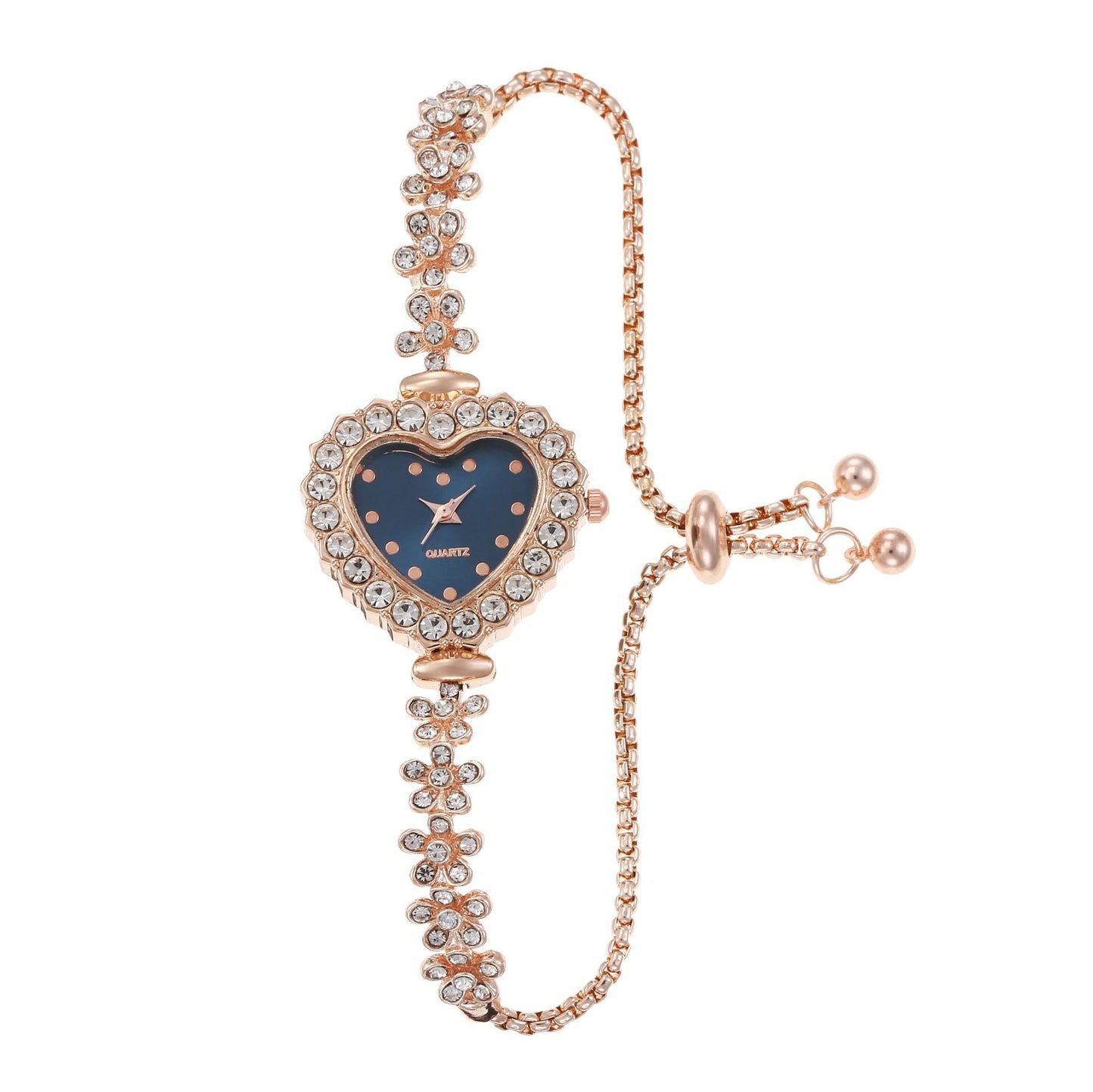 Montre Femme élégante s'adaptant à toutes les tenues "Chaîne de Fleurs" avec Incrustations de diamants et thème de l'amour
