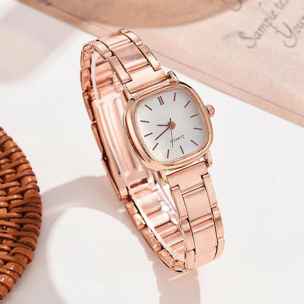 Montre à quartz carrée en alliage pour femme, style romain