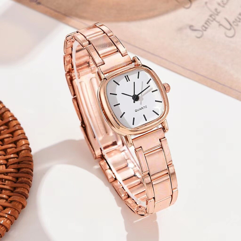 Montre à quartz carrée en alliage pour femme, style romain