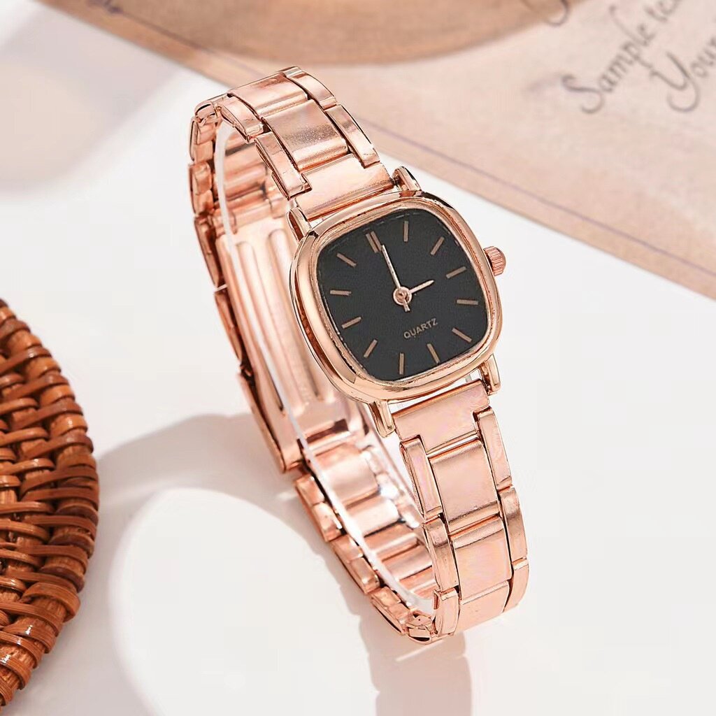 Montre à quartz carrée en alliage pour femme, style romain