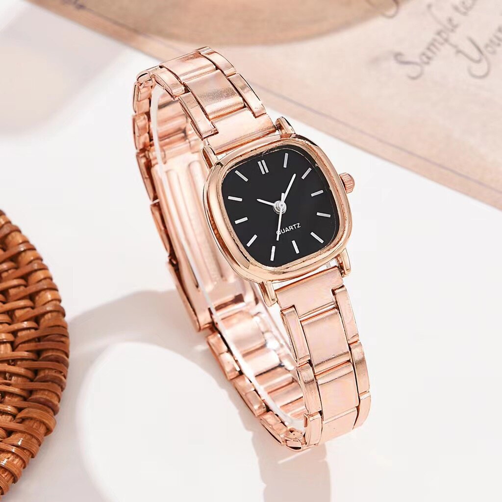 Montre à quartz carrée en alliage pour femme, style romain