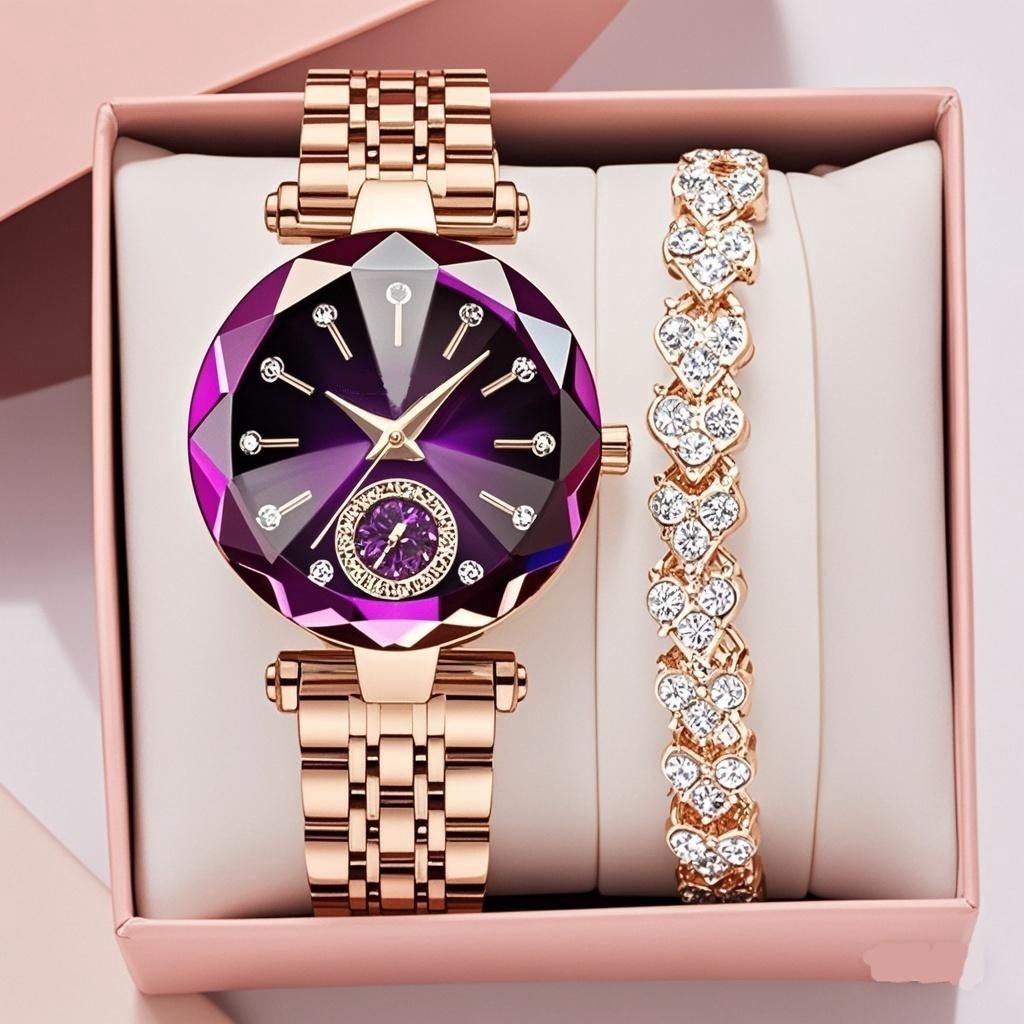 Montre Simple À Quartz Simple Femme Avec Diamant