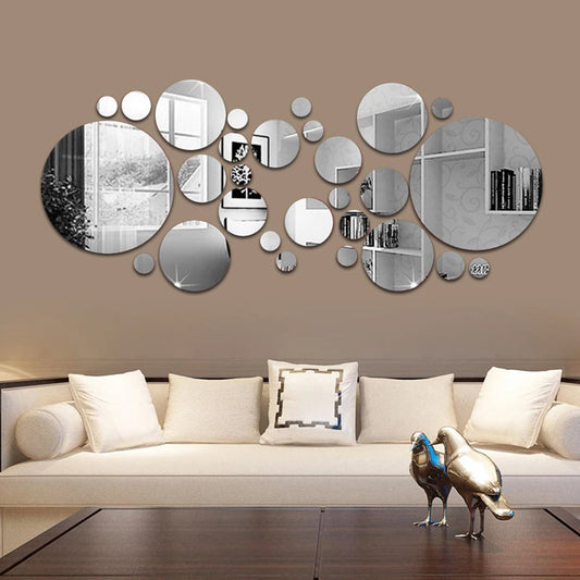 Autocollant miroir grand et petit cercle décoration murale
