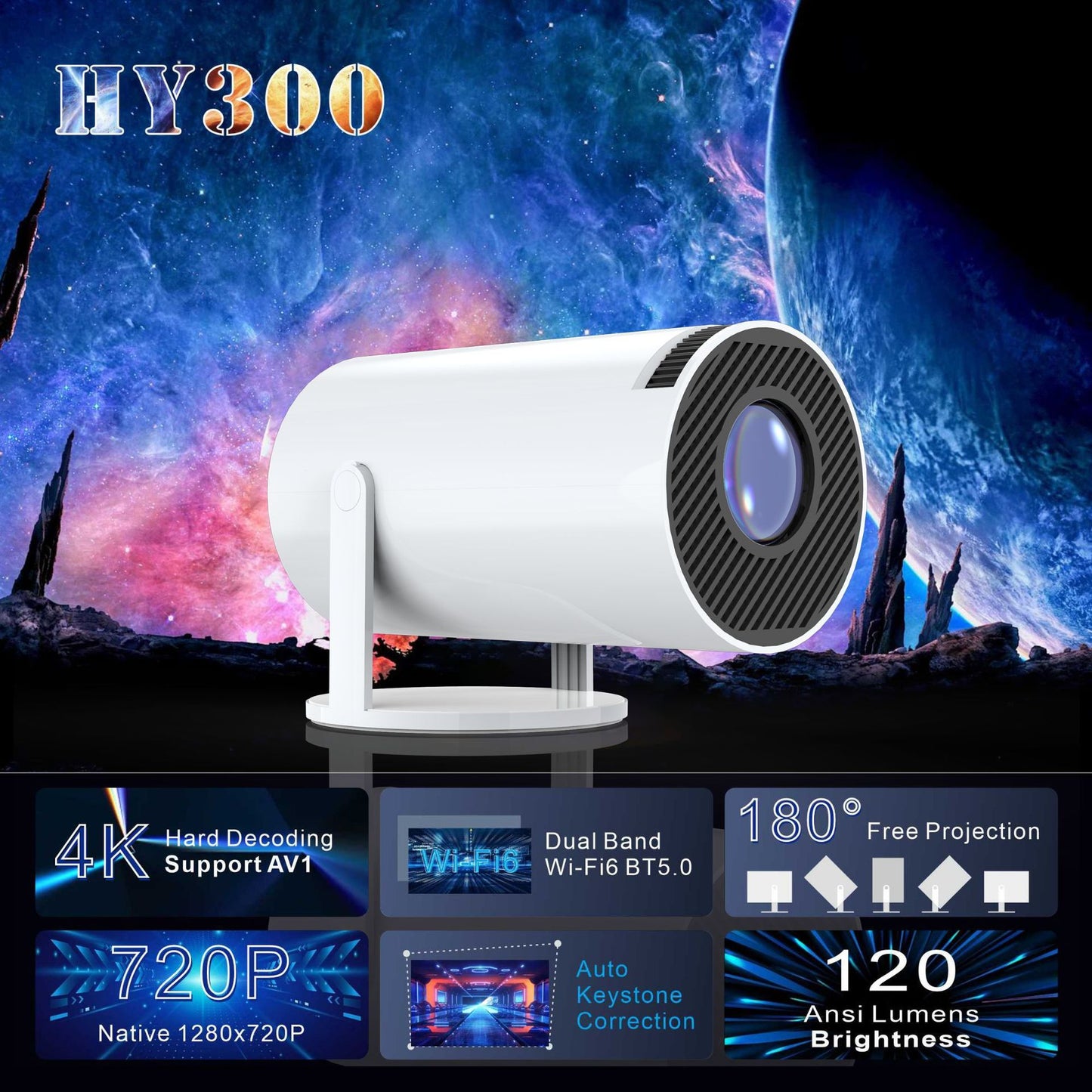 Projecteur 4K ultra haute définition H713, intelligent, pour la maison, le bureau, les conférences et le salon