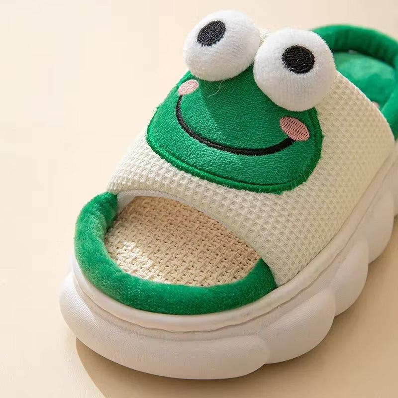 Pantoufles de grenouille pour femmes hommes, pantoufles de dessin animé en coton animal | pantoufles en peluche fuzzy | pantoufles d'hiver pour la maison | pantoufles de dessin animé en forme d'animal |